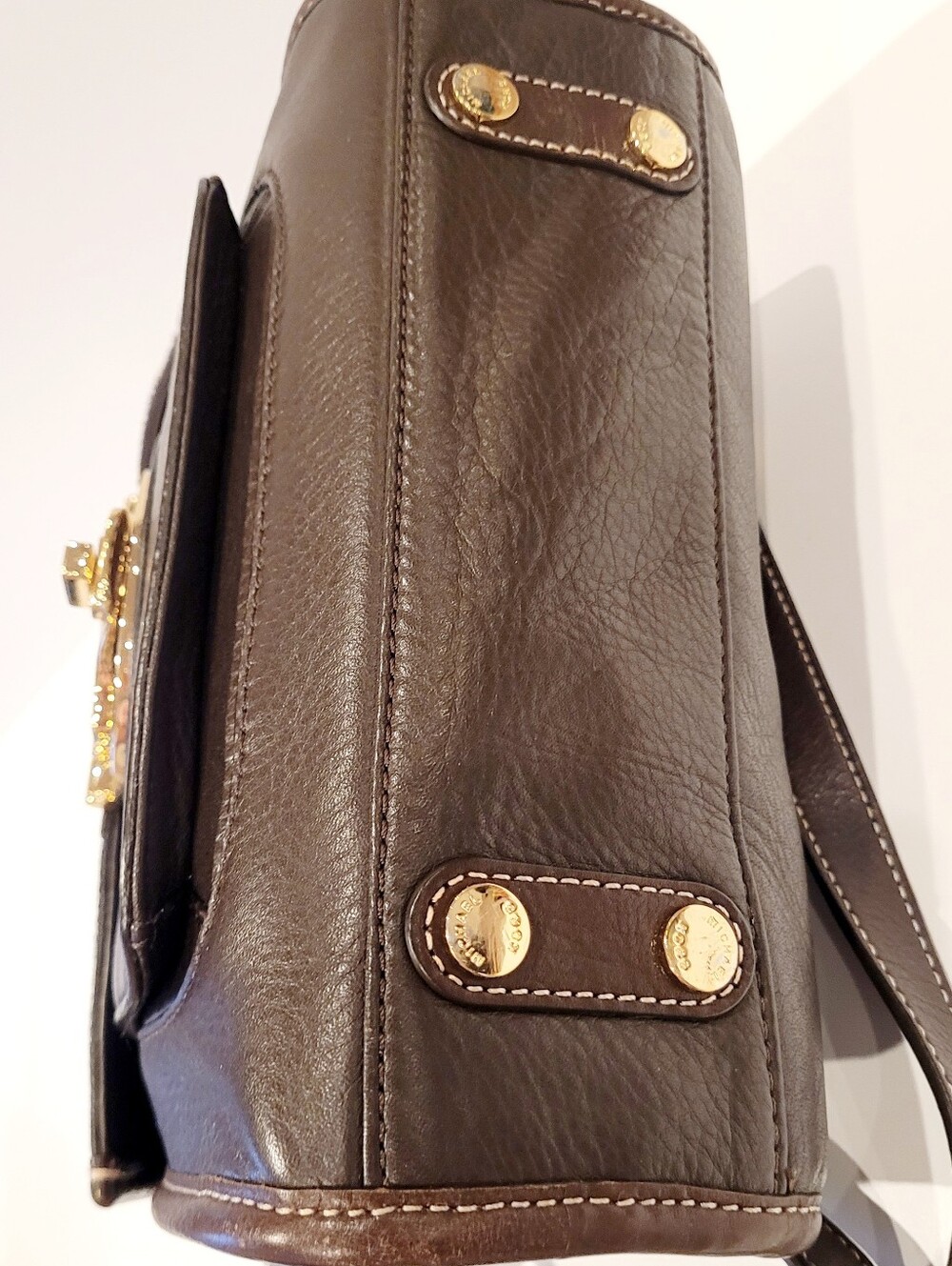 Michael Kors Leopard-Print Calf Hair Satchel - Picture 6 of 9